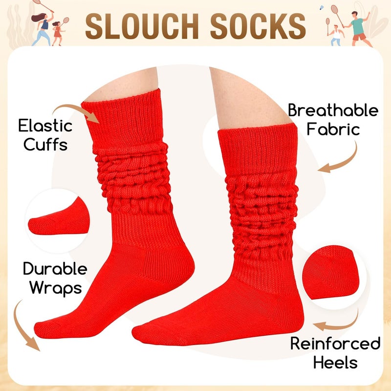 Zmart Women Slouch Socks - Cozy Scrunch Socks, 80s Style in White, Black, Orange & Cream - Image 2